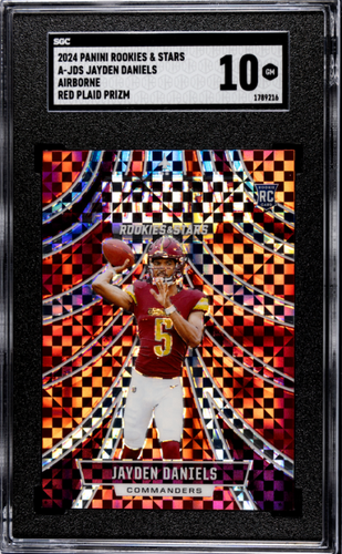 Jayden Daniels 2024 Panini Rookies & Stars Airborne Red Plaid #A-JDS SGC 10