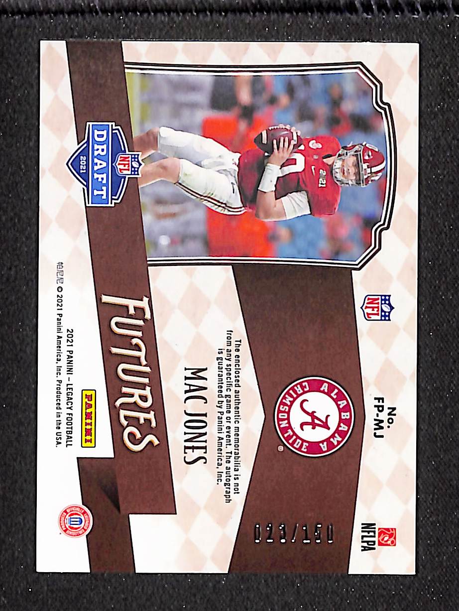 Mac Jones 2021 Panini Legacy Futures Patch Autographs Silver #FP-MJ #/150