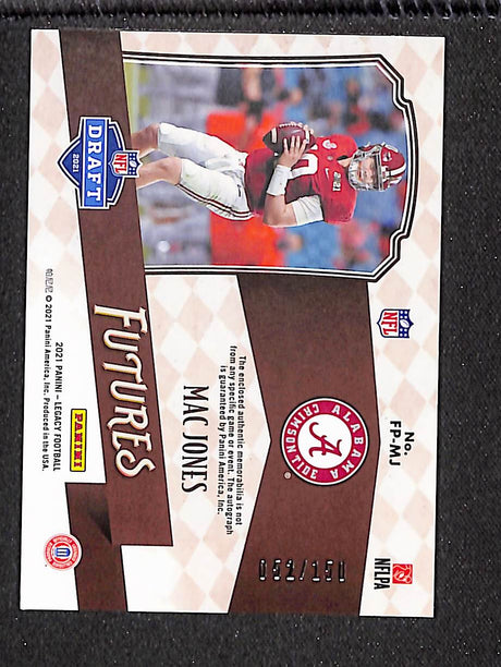 Mac Jones 2021 Panini Legacy Futures Patch Autographs Silver #FP-MJ #/150