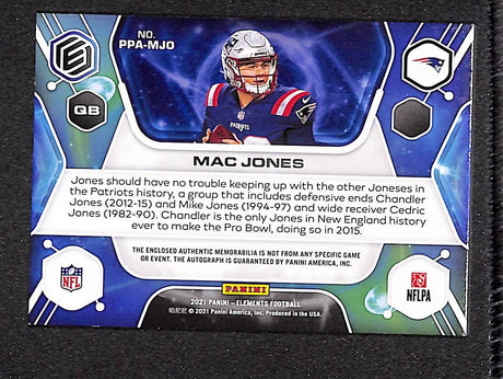 Mac Jones 2021 Panini Elements Proton Patch Autographs Silver #PPA-MJO #/10