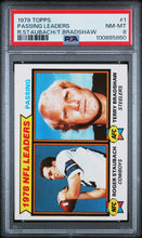 Load image into Gallery viewer, 1978 NFL Leaders: Passing Staubach/Bradshaw LL 1979 Topps #1 PSA 8
