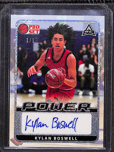 Kylan Boswell 2021-22 Leaf 1990 Base Autographs Silver Pattern #BA-KB3 #/1