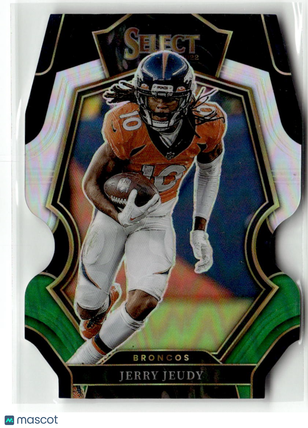 Jerry Jeudy 2022 Panini Select Black and Green Prizm Die Cut #132