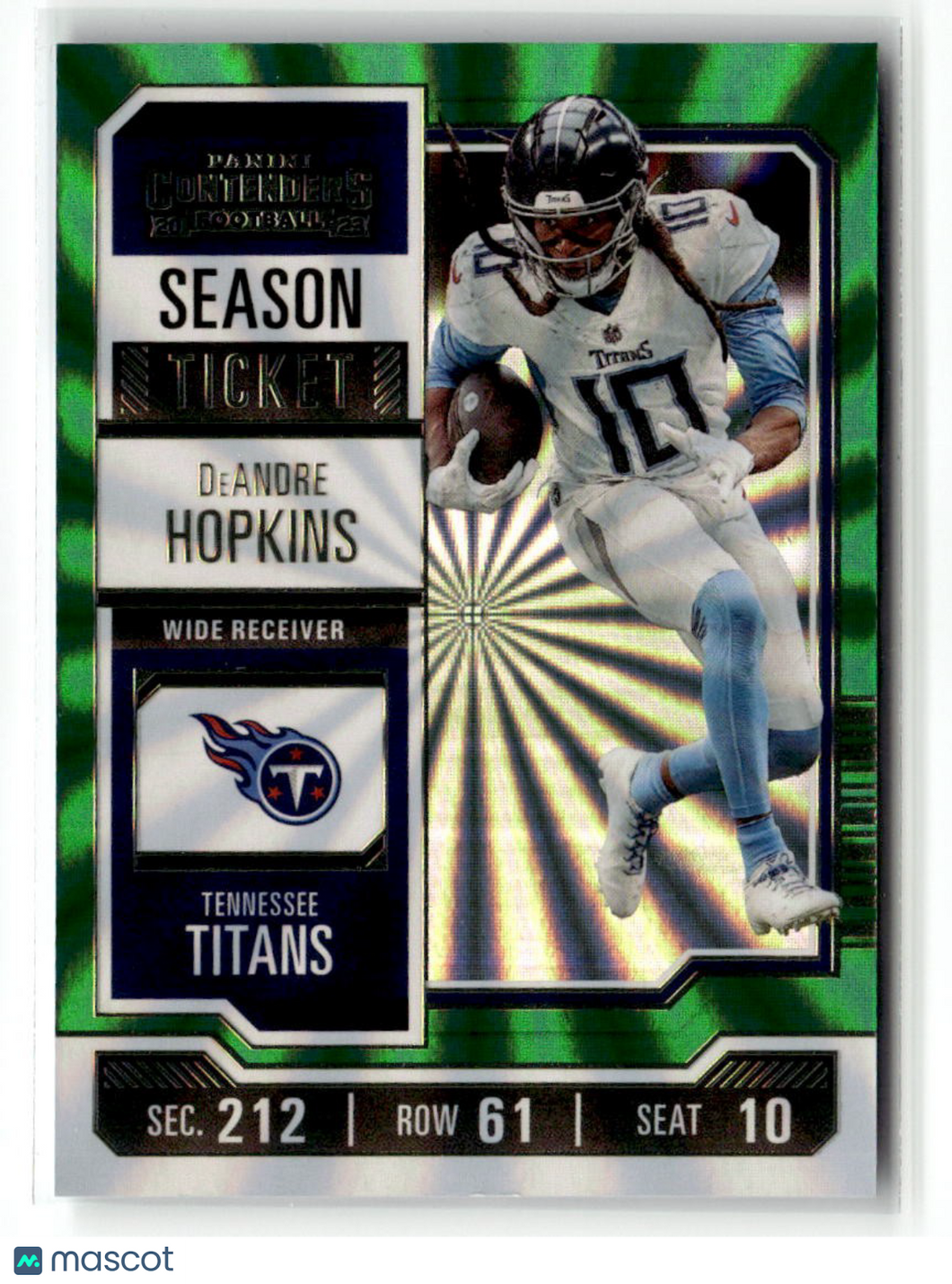 DeAndre Hopkins 2023 Panini Contenders Opening Kickoff (Green Laser) Ticket #95