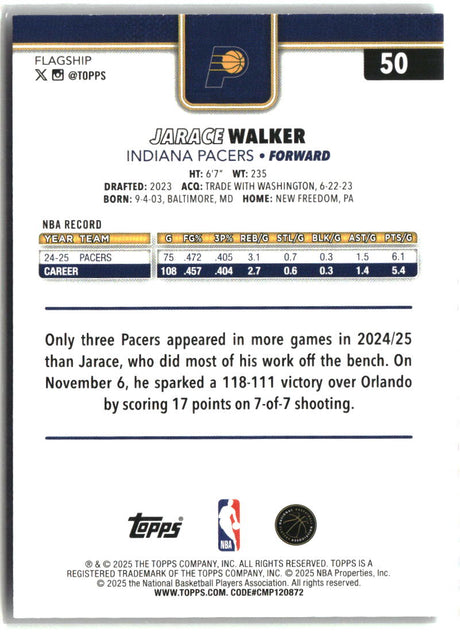 Jarace Walker 2025-26 Topps Holo Foil #50