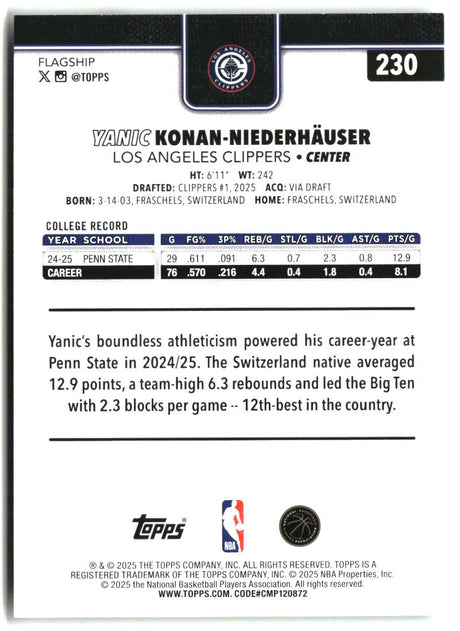 Yanic Konan-Niederhäuser 2025-26 Topps #230