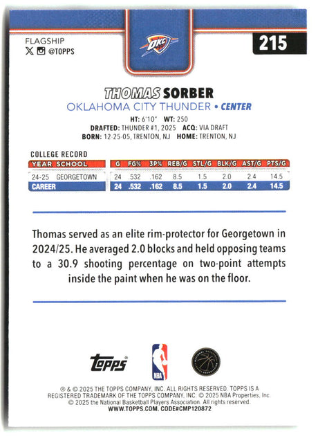 Thomas Sorber 2025-26 Topps #215