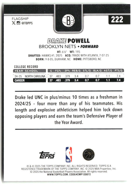 Drake Powell 2025-26 Topps #222