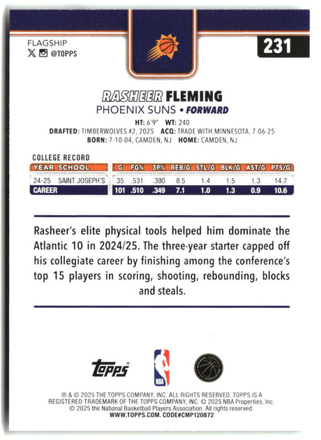Rasheer Fleming 2025-26 Topps #231