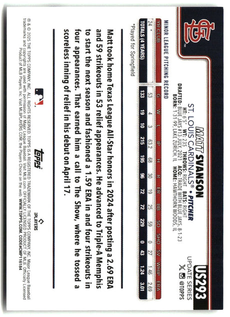Matt Svanson 2025 Topps Update #US293