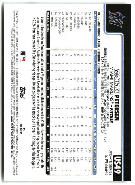 Michael Petersen 2025 Topps Update #US49