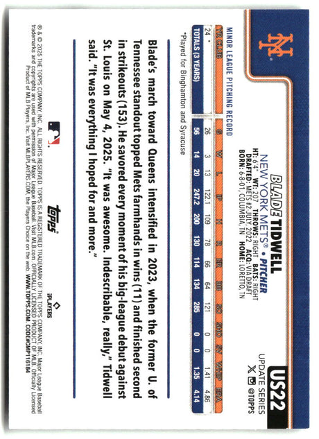 Blade Tidwell 2025 Topps Update #US22