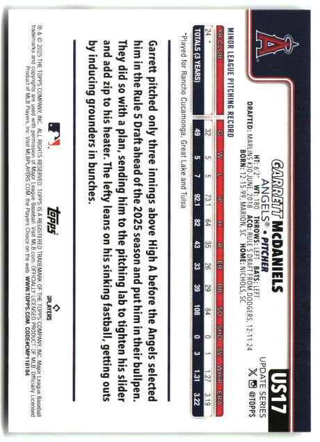 Garrett McDaniels 2025 Topps Update #US17
