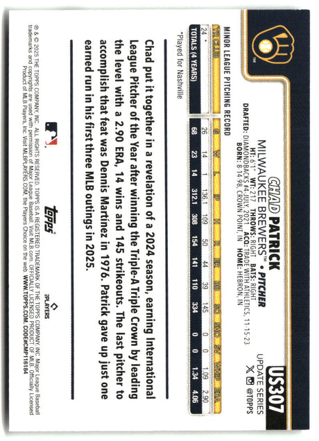 Chad Patrick 2025 Topps Update #US307