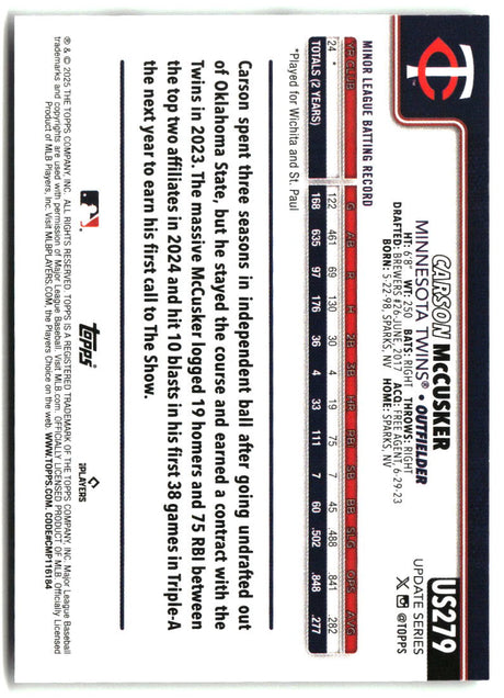 Carson McCusker 2025 Topps Update #US279