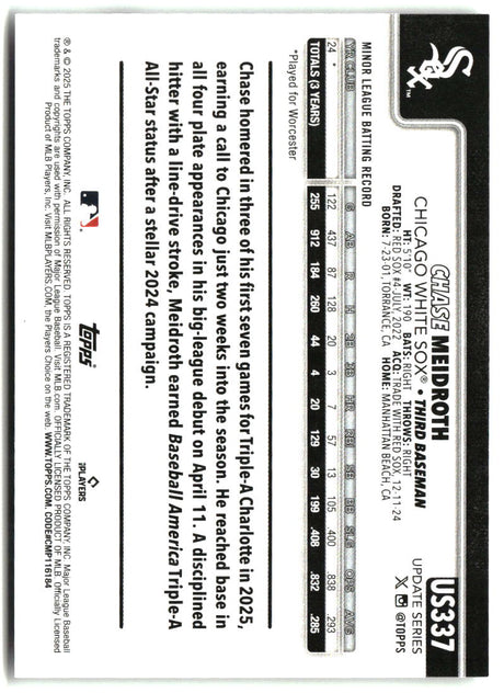 Chase Meidroth 2025 Topps Update #US337