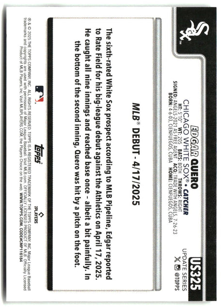 Edgar Quero 2025 Topps Update #US325