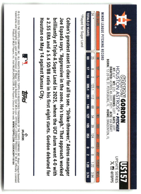 Colton Gordon 2025 Topps Update #US157