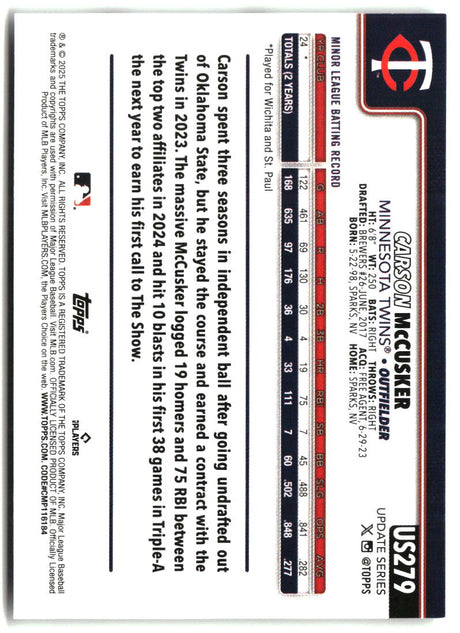 Carson McCusker 2025 Topps Update #US279