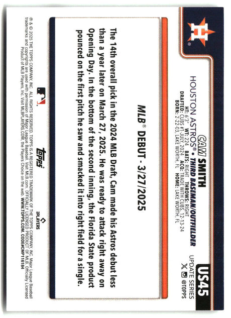 Cam Smith 2025 Topps Update #US45