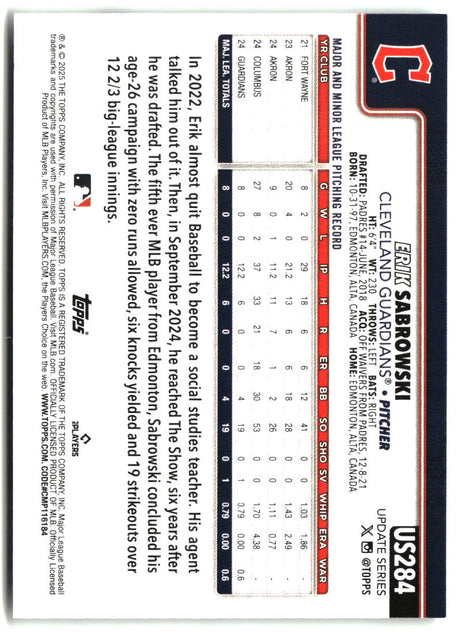 Erik Sabrowski 2025 Topps Update #US284