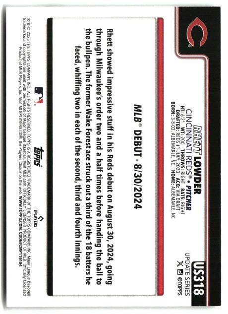 Rhett Lowder 2025 Topps Update #US318