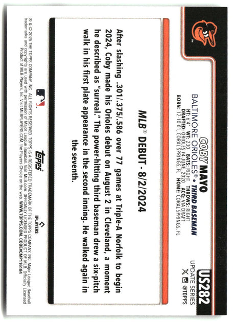 Coby Mayo 2025 Topps Update #US282