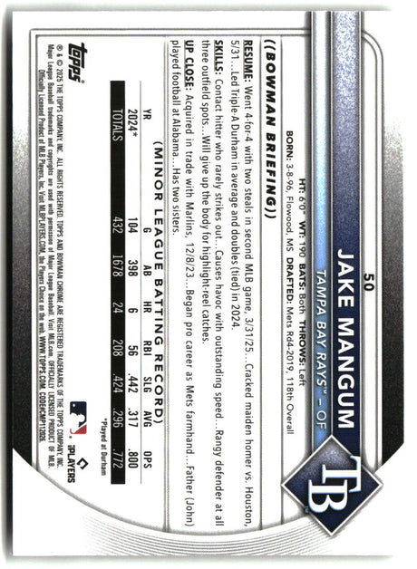 Jake Mangum 2025 Bowman Chrome #50