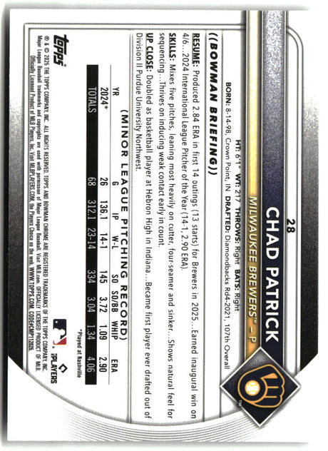 Chad Patrick 2025 Bowman Chrome #28