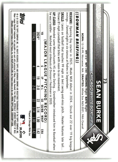 Sean Burke 2025 Bowman Chrome #73