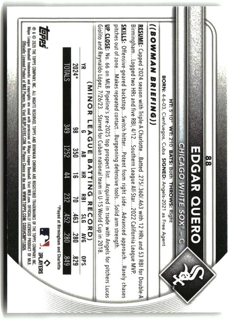 Edgar Quero 2025 Bowman Chrome #88