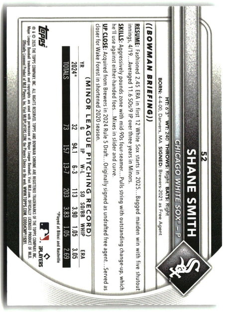 Shane Smith 2025 Bowman Chrome #52 Red Rookie Variation