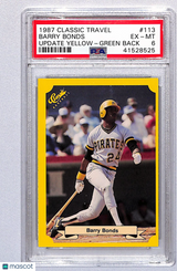 Barry Bonds 1987 Classic Travel Update Yellow Green Back #113 PSA 6