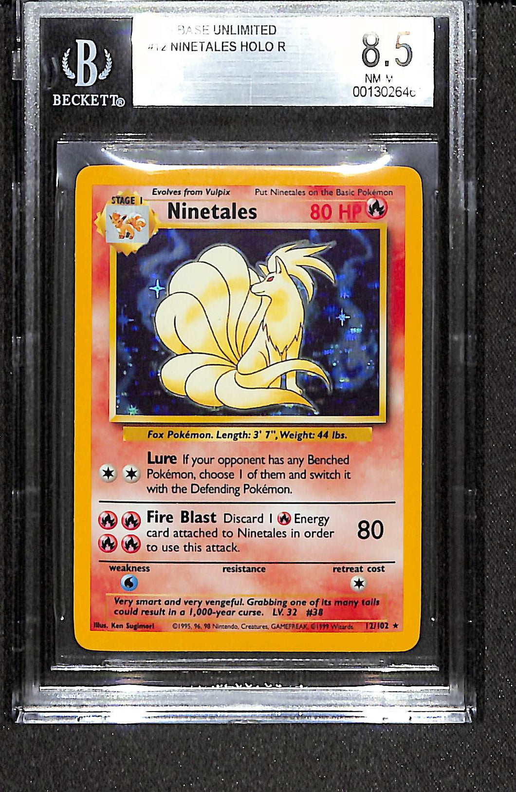 Ninetales Base Set 1999 Pokemon Base Unlimited #12 12 Reverse Holo BGS 8.5 8.5