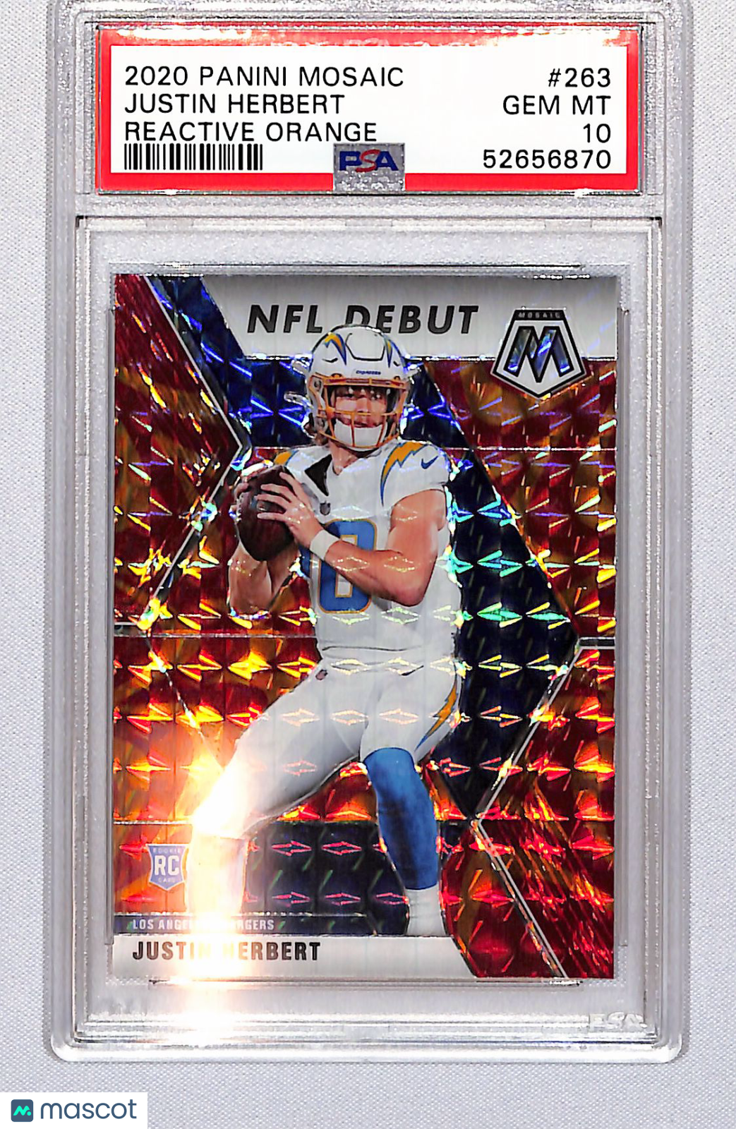 Justin Herbert 2020 Panini Mosaic Reactive Orange #263 PSA 10
