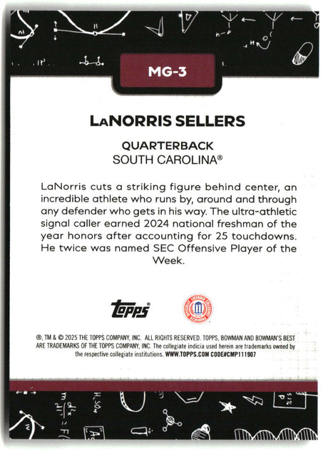 LaNorris Sellers 2025 Bowman University Best Making The Grade #MG-3