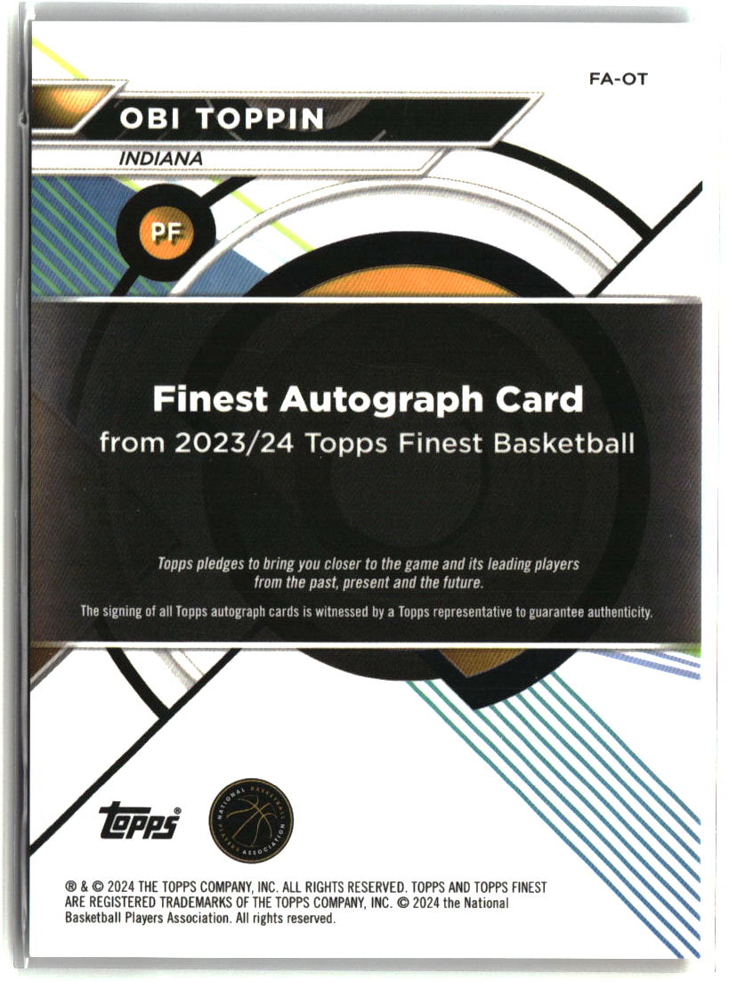 Obi Toppin 2023-24 Finest Finest Autographs #FA-OT