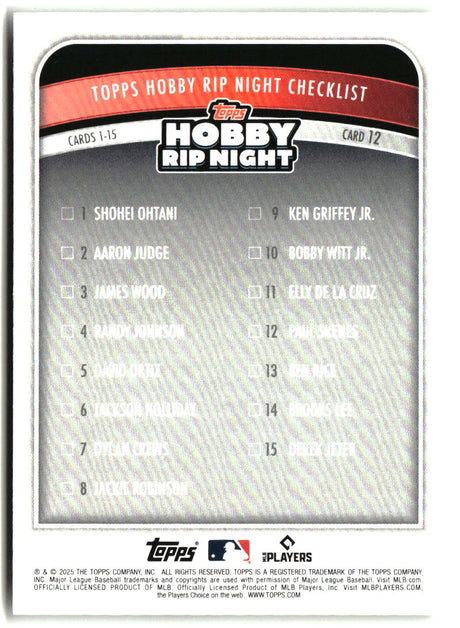 Paul Skenes 2025 Topps Hobby Rip Night #12