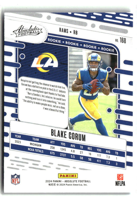 Blake Corum 2024 Panini Absolute Retail #168