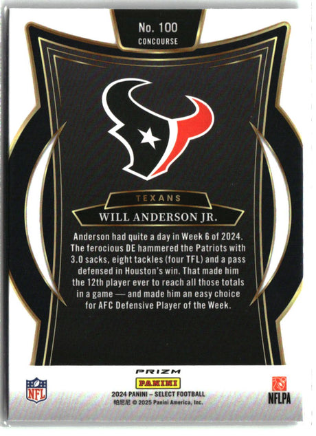 Will Anderson Jr. 2024 Panini Select Silver Prizm #100