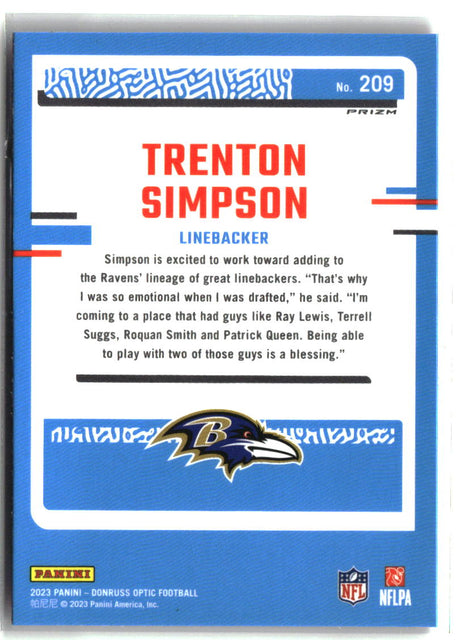Trenton Simpson 2023 Donruss Optic Pink #209