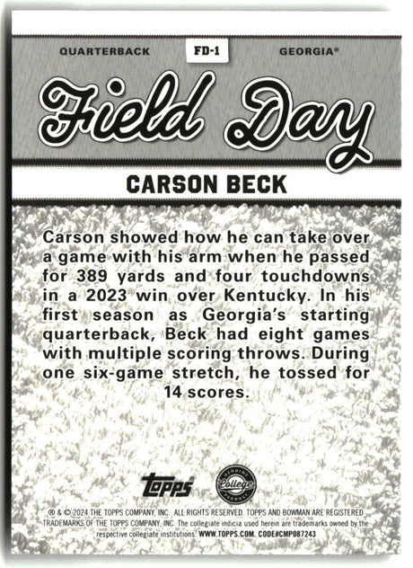 Carson Beck 2024 Bowman University Best Field Day #FD-1