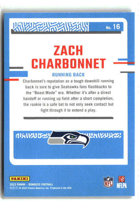 Zach Charbonnet 2023 Donruss Rated Rookie Portrait #16