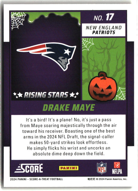 Drake Maye 2024 Score-A-Treat Rising Stars Orange Pumpkin #17
