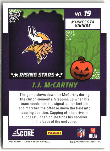 J.J. McCarthy 2024 Score-A-Treat Rising Stars Orange Pumpkin #19
