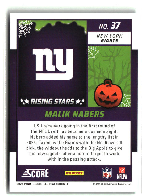Malik Nabers 2024 Score-A-Treat Rising Stars Green Bats #37