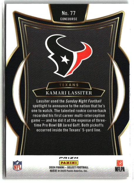 Kamari Lassiter 2024 Panini Select Black & Orange Prizm Shock #77