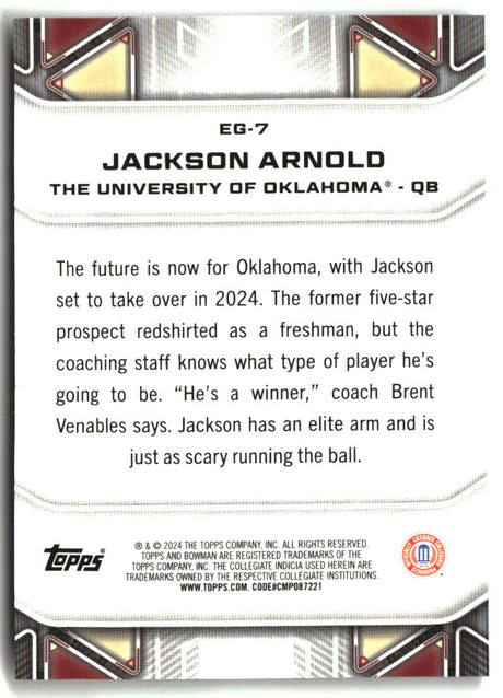Jackson Arnold 2024 Bowman University Best Elements of the Game #EG-7