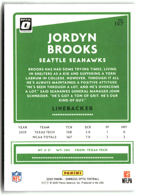 Jordyn Brooks 2020 Donruss Optic #107