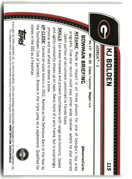 KJ Bolden 2024 Bowman University Chrome #115